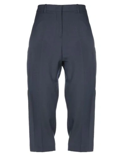 Shop Jil Sander Cropped Pants In Dark Blue