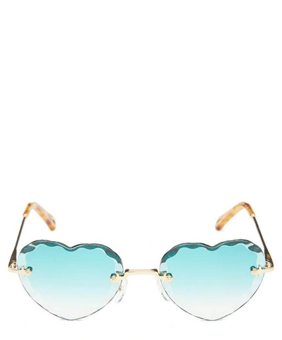 Shop Chloé Rosie Heart-shape Sunglasses In Blue