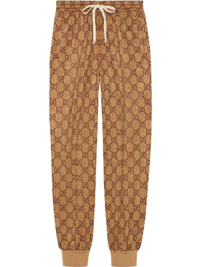 Shop Gucci Gg Logo Track Pants In Brown