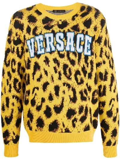 Shop Versace Yellow Leopard Print Sweater
