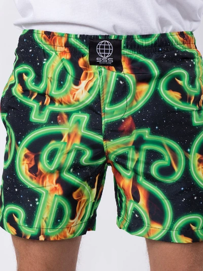 Shop Sss World Corp Cash And Fire Swim Shorts In Multicolor