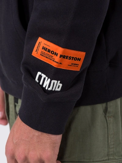 Shop Heron Preston Logo Cuff Hoodie In Black