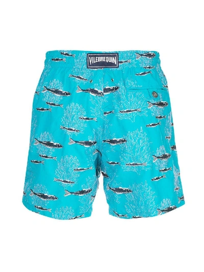 Shop Vilebrequin Blue Fish Print Swim Shorts