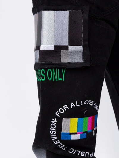 Shop Off-white Multicolored Embroidered Jeans