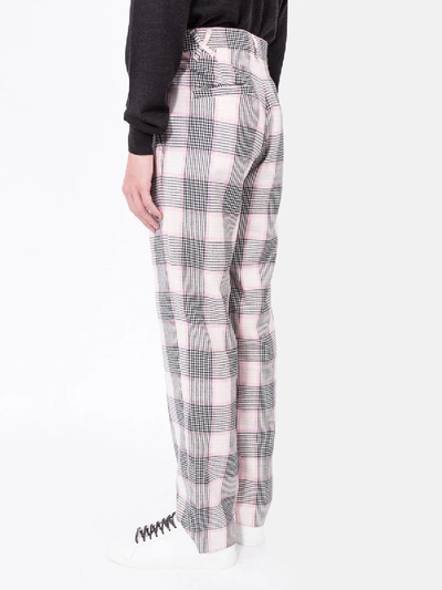 Shop Julien David Pink And Black Check Print Pants In Multicolor