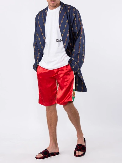 Shop Gucci Double Sided Loose Fit Silk Track Shorts In Red