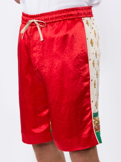 Shop Gucci Double Sided Loose Fit Silk Track Shorts In Red