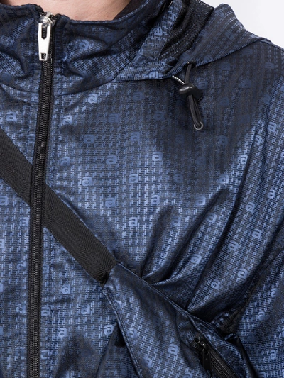 Shop Alexander Wang Navy Nylon Monogram Windbreaker In Blue