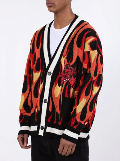 Shop Palm Angels Flame Cardigan Black