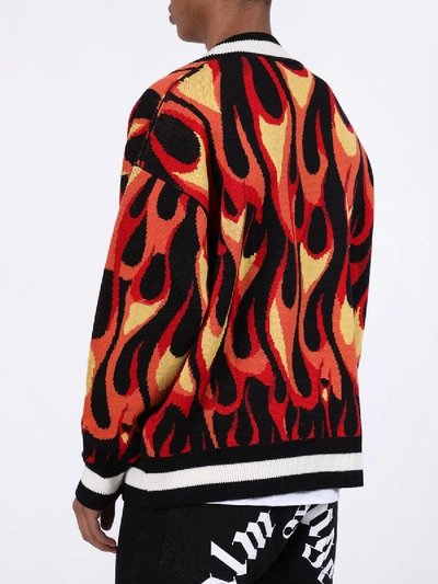 Shop Palm Angels Flame Cardigan Black