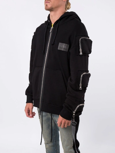 Shop Faith Connexion Zipped Pocket Sleeves Hoodie In Black