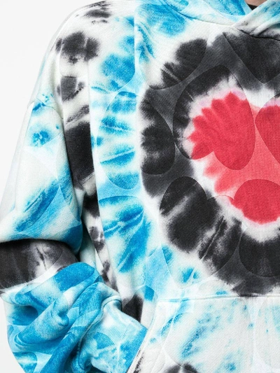 Shop Amiri Over-sized Heart Tie Dye Hoodie In Blue