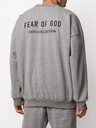 Shop Fear Of God Over-sized Logo Print Sweatshirt Heather Grey