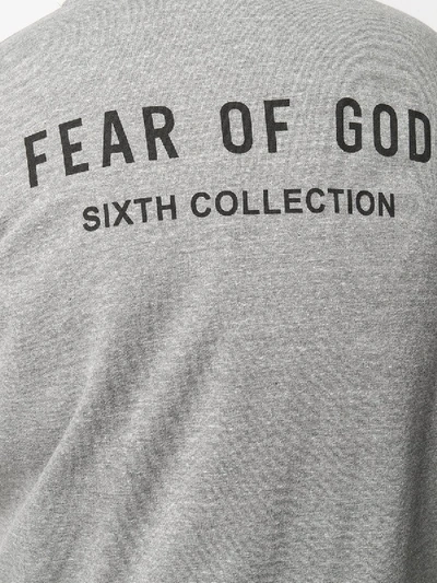 Shop Fear Of God Over-sized Logo Print Sweatshirt Heather Grey