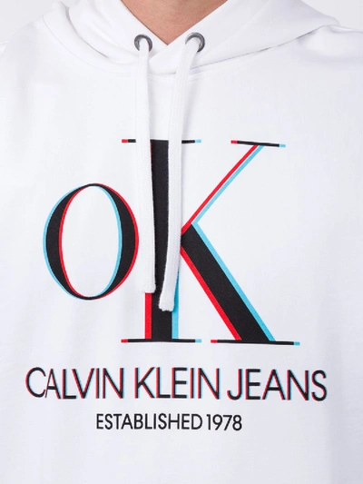 Shop Calvin Klein Jeans Est.1978 3d Logo Hoodie In White