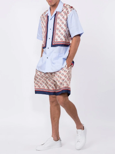 Shop Gucci Interlocking Gg Motif Ivory Shorts In Multicolor