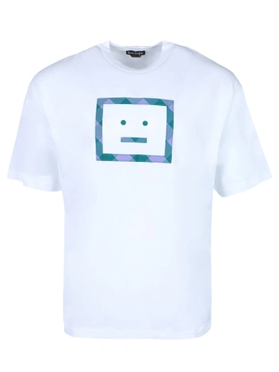 Shop Acne Studios Check Face T-shirt In White