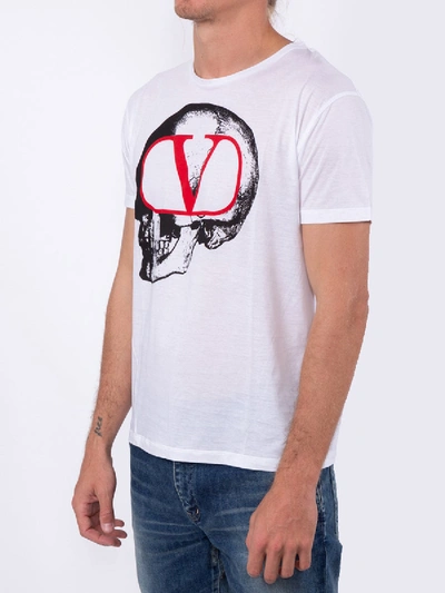 Shop Valentino Skull Go V Logo T-shirt White