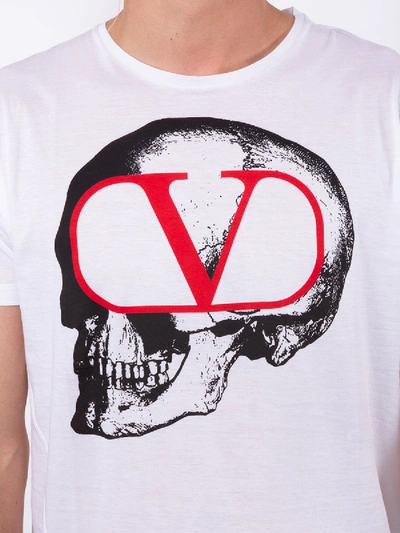 Shop Valentino Skull Go V Logo T-shirt White