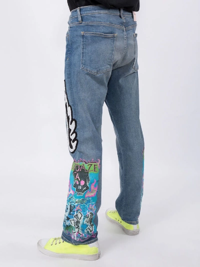 Shop Lost Daze Wing Trip Loose-fit Jeans In Blue