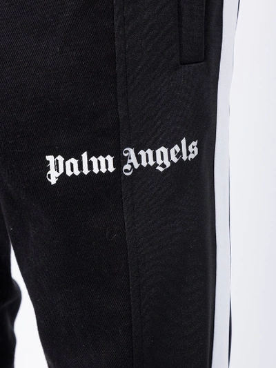 Shop Palm Angels Bootcut Track Denim Jeans Black