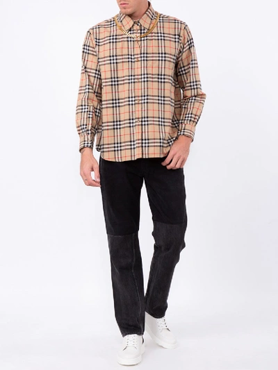 Shop Burberry Classic Checked Shirt With Chain Necklace