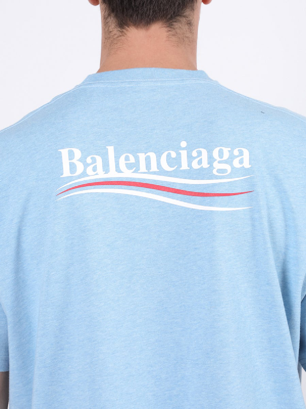 Balenciaga Oversized Logo-print Slub Cotton-jersey T-shirt In Blue |  ModeSens