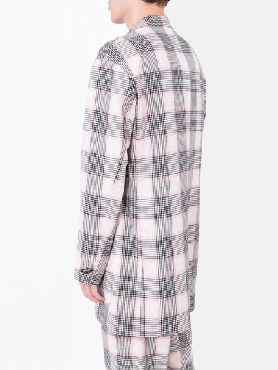 Shop Julien David Pink And Black Check Print Blazer In Multicolor