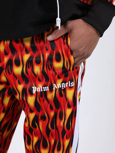 Shop Palm Angels Flame Print Track Pants In Multicolor
