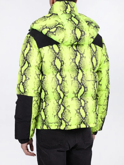 Shop Off-white Neon Yellow Snake Print Puffer Jacket
