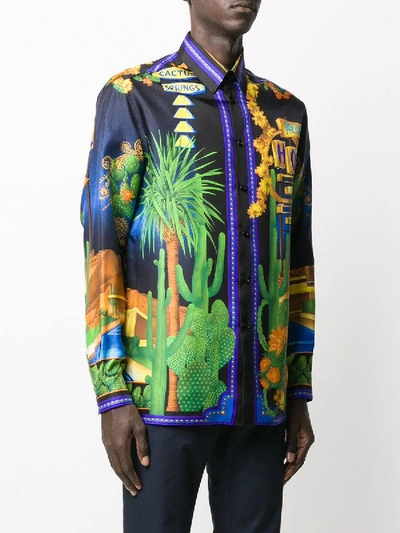 Shop Versace Multicolored Silk Shirt