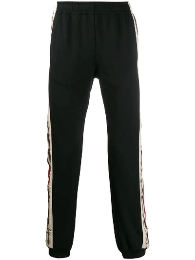 Shop Gucci Printed Side Stripe Track Pants In Black