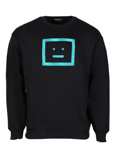 Shop Acne Studios Check Face Sweatshirt In Black