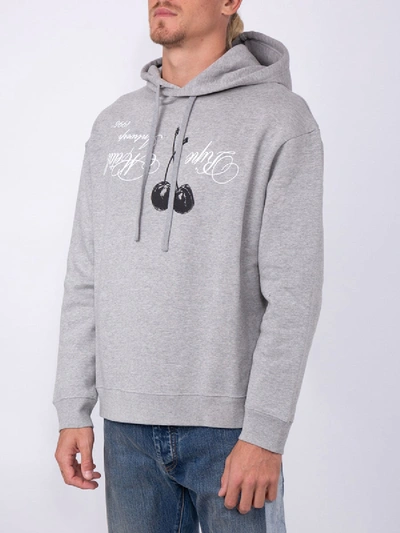 Shop Raf Simons Grey Graphic Print Hoodie