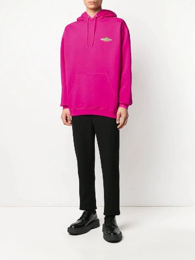 Shop Balenciaga Bonjour Logo Patch Hoodie In Pink