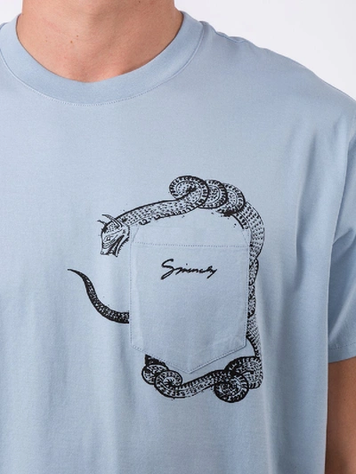 Shop Givenchy Snake Print Pocket T-shirt In Blue