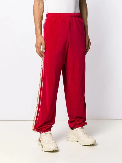 Shop Gucci Loose Chenille Jogging Pant In Red