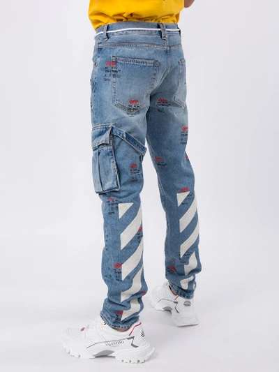 Shop Off-white Monogram Print Denim Jeans In Blue