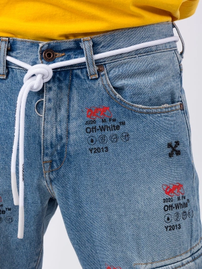 Shop Off-white Monogram Print Denim Jeans In Blue