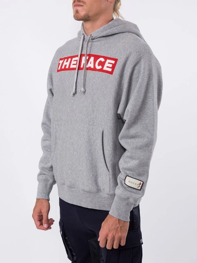 Shop Gucci "the Face" Hooded Sweatshirt In Grey