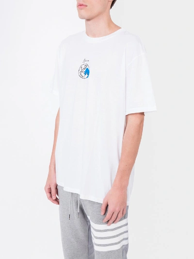 Shop Julien David Earth Scribble T-shirt In White