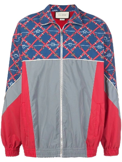 Shop Gucci Graphic Print Sports Jacket In Multicolor
