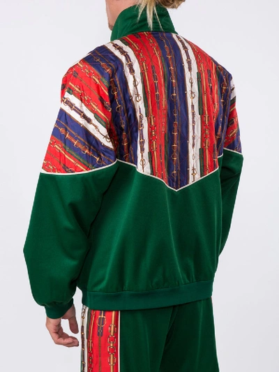 Shop Gucci Oversize Bi-material Jacket In Green