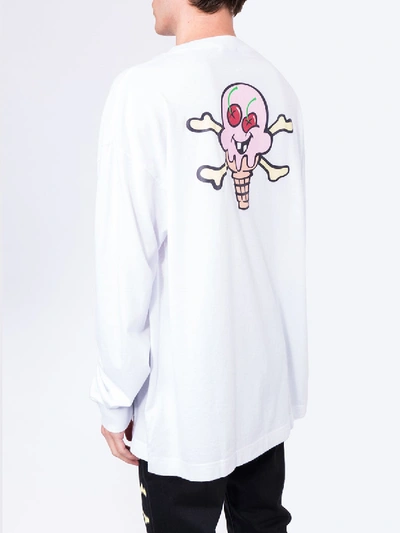 X Ice Cream Logo Print Long Sleeve T-shirt In 0188 Whtmul