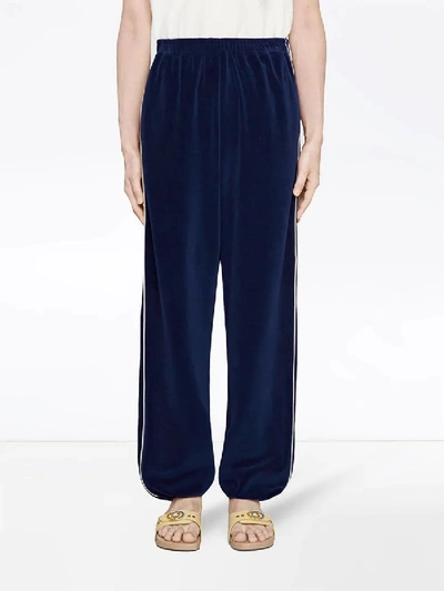 Shop Gucci Loose Chenille Jogging Pant In Blue