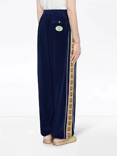 Shop Gucci Loose Chenille Jogging Pant In Blue