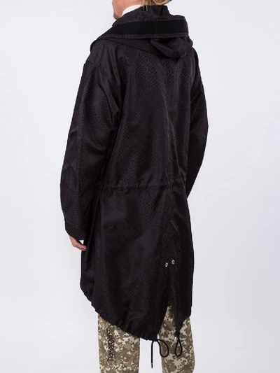 Shop Burberry Logo Hooded Parka Black