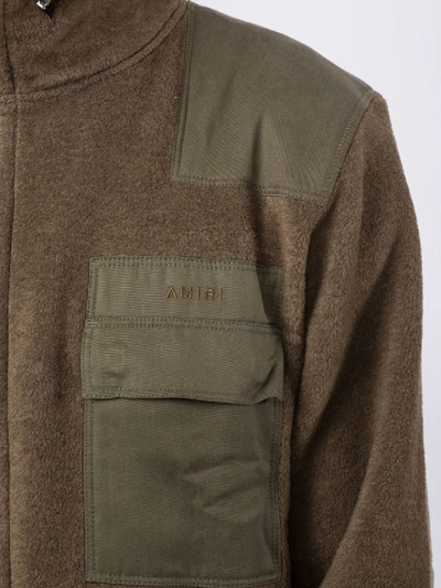 Shop Amiri Polar Fleece Commando Patch Jacket Military Green