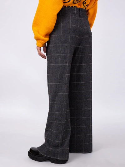 Shop Off-white Grey Check Print Trousers