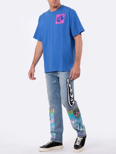 Off-white Abstract Logo Print T-shirt In Blue